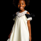 Vivienne Ebony Bow Lace Dress