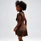 Leona Velvet Bow Leopard Dress