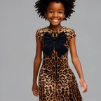 Leona Velvet Bow Leopard Dress