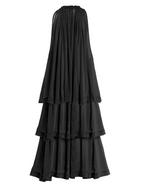 Black tiered dress on a white background
