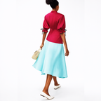 LUMINA Two-Tone Wrap Midi Dress