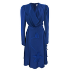 Blue dress with long sleeves on a white background