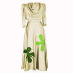 Elan Draped Botanical Silk Dress