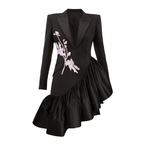 Sequin Petal Embroidered Blazer Dress