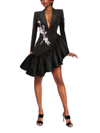 Sequin Petal Embroidered Blazer Dress