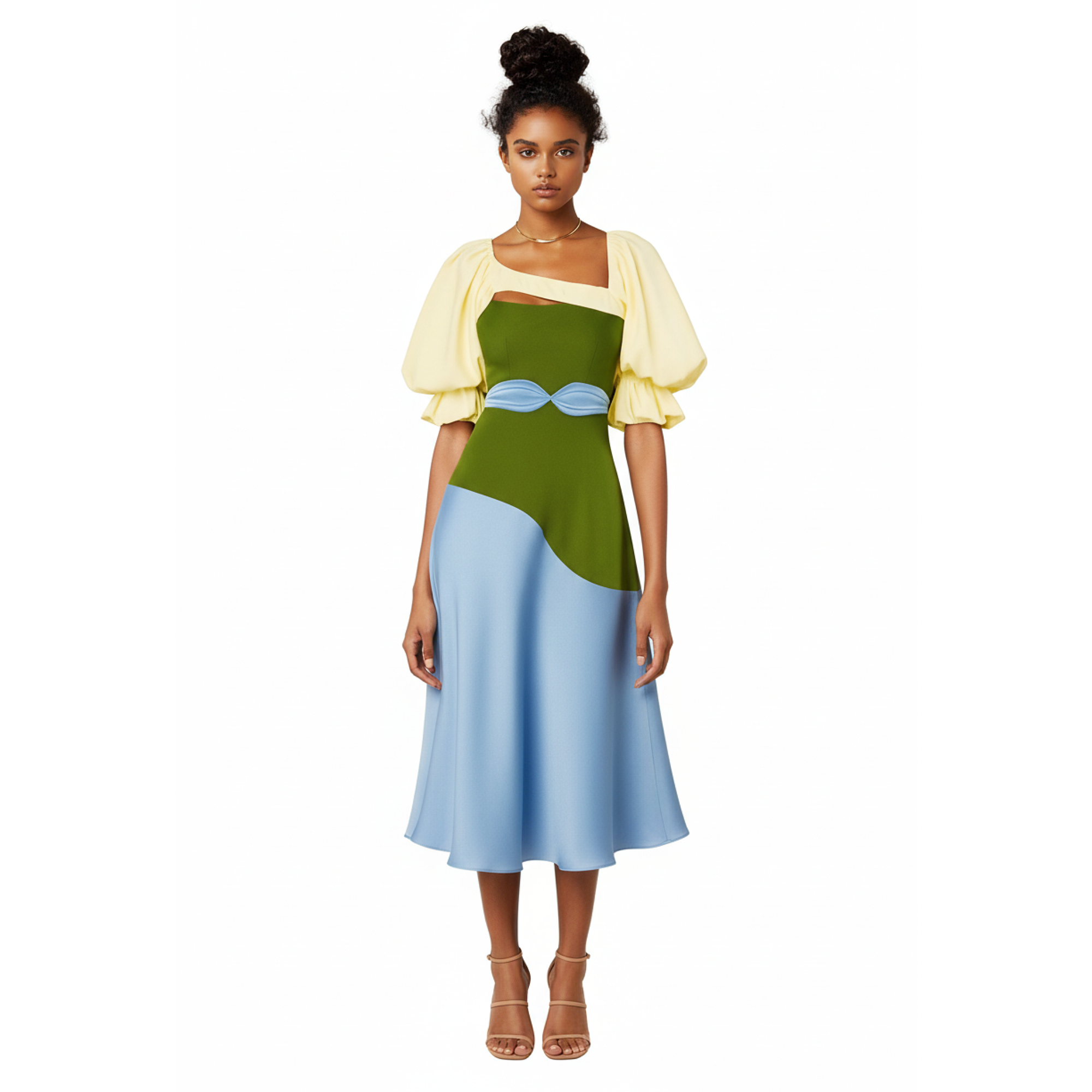 Harvest Cotton Crepe and Silk Midi Length Dress