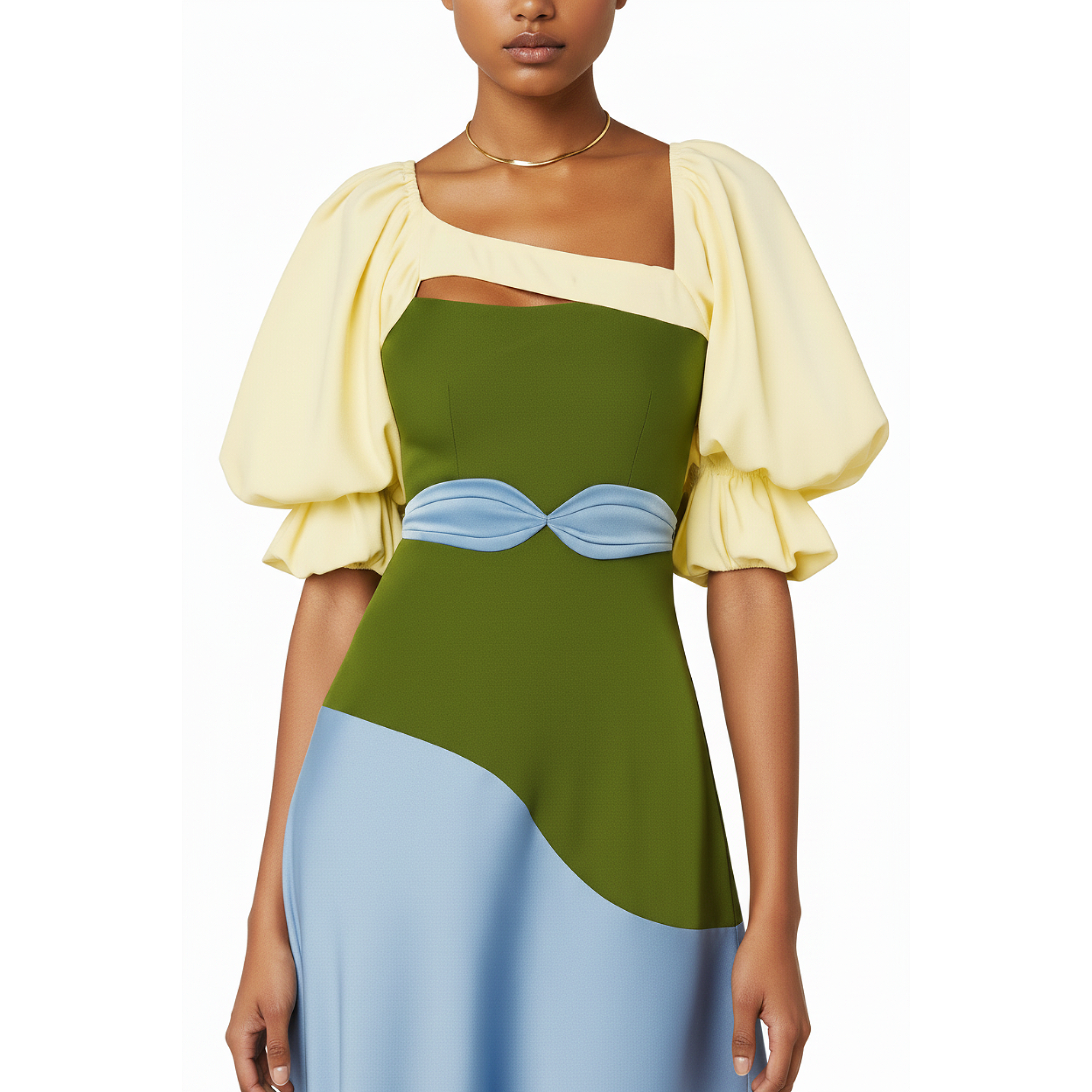 Harvest Cotton Crepe and Silk Midi Length Dress