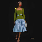 Field and Brook Cotton and Crepe Flared Dress