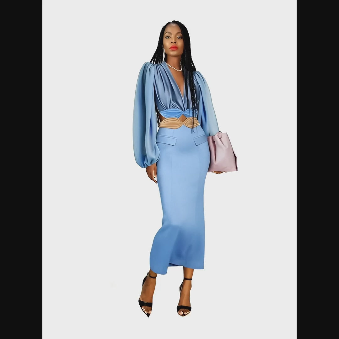 Frost Meadow Maxi Crepe Dress