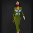 November Midi Crepe and Silk Blazer Dress