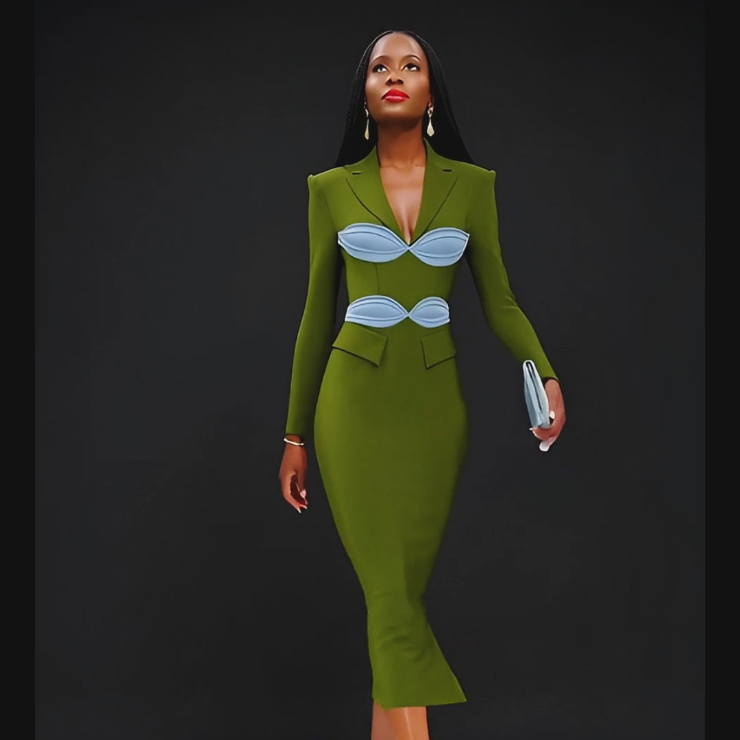 November Midi Crepe and Silk Blazer Dress