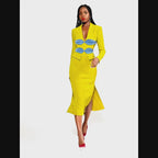 November Midi Crepe and Silk Blazer Dress (Yellow)