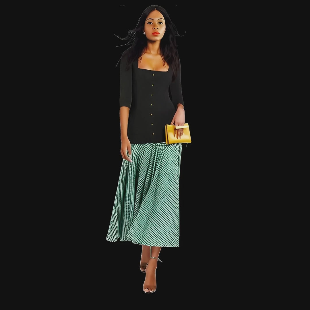 Alice Checked Crepe and Cotton Flared dress