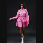 Poplin Tiered Color Block Dress