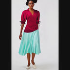 LUMINA Two-Tone Wrap Midi Dress