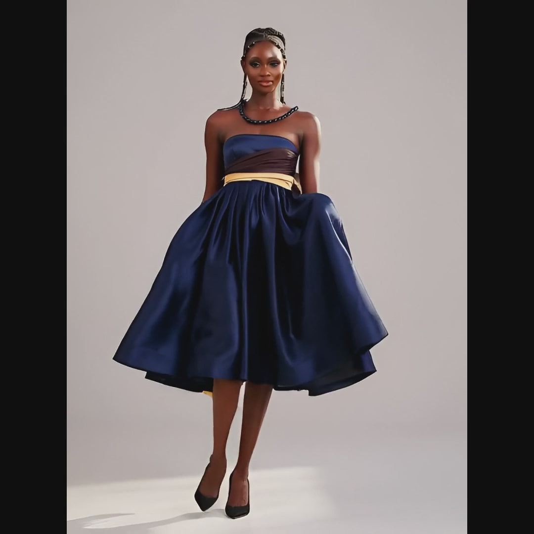 Midnight Silk Flared Dress