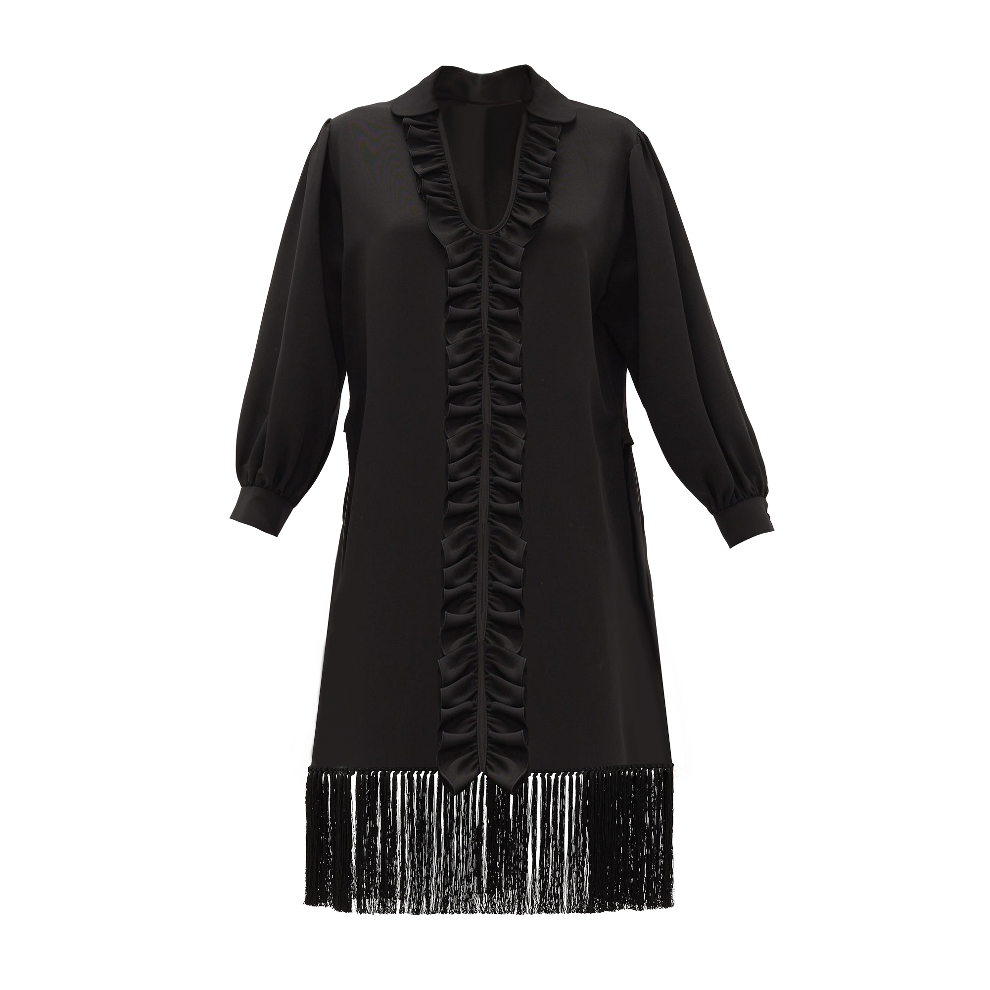 Tega Beaded Fringed Crepe Tunic