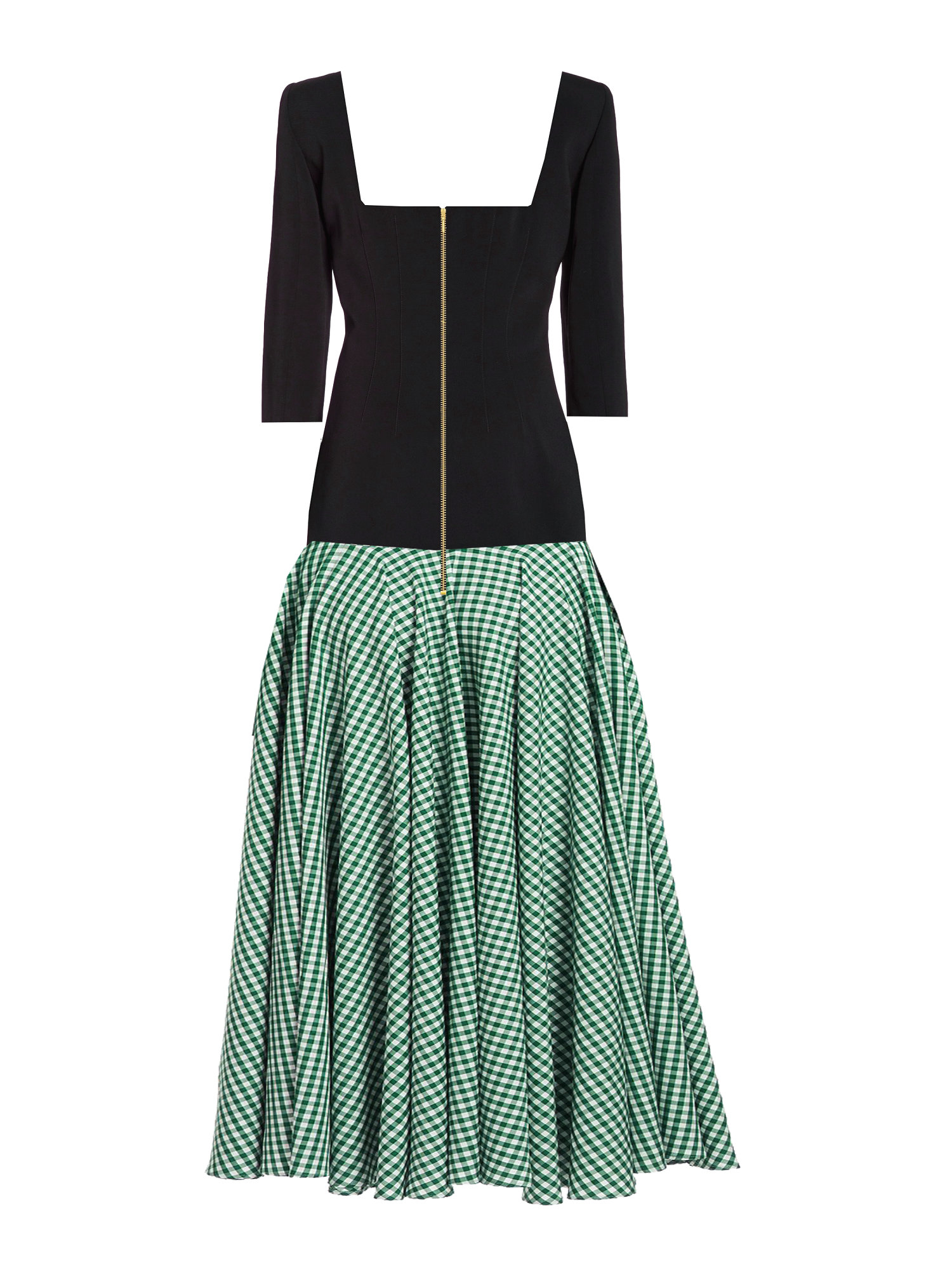 Alice Checked Crepe and Cotton Flared dress